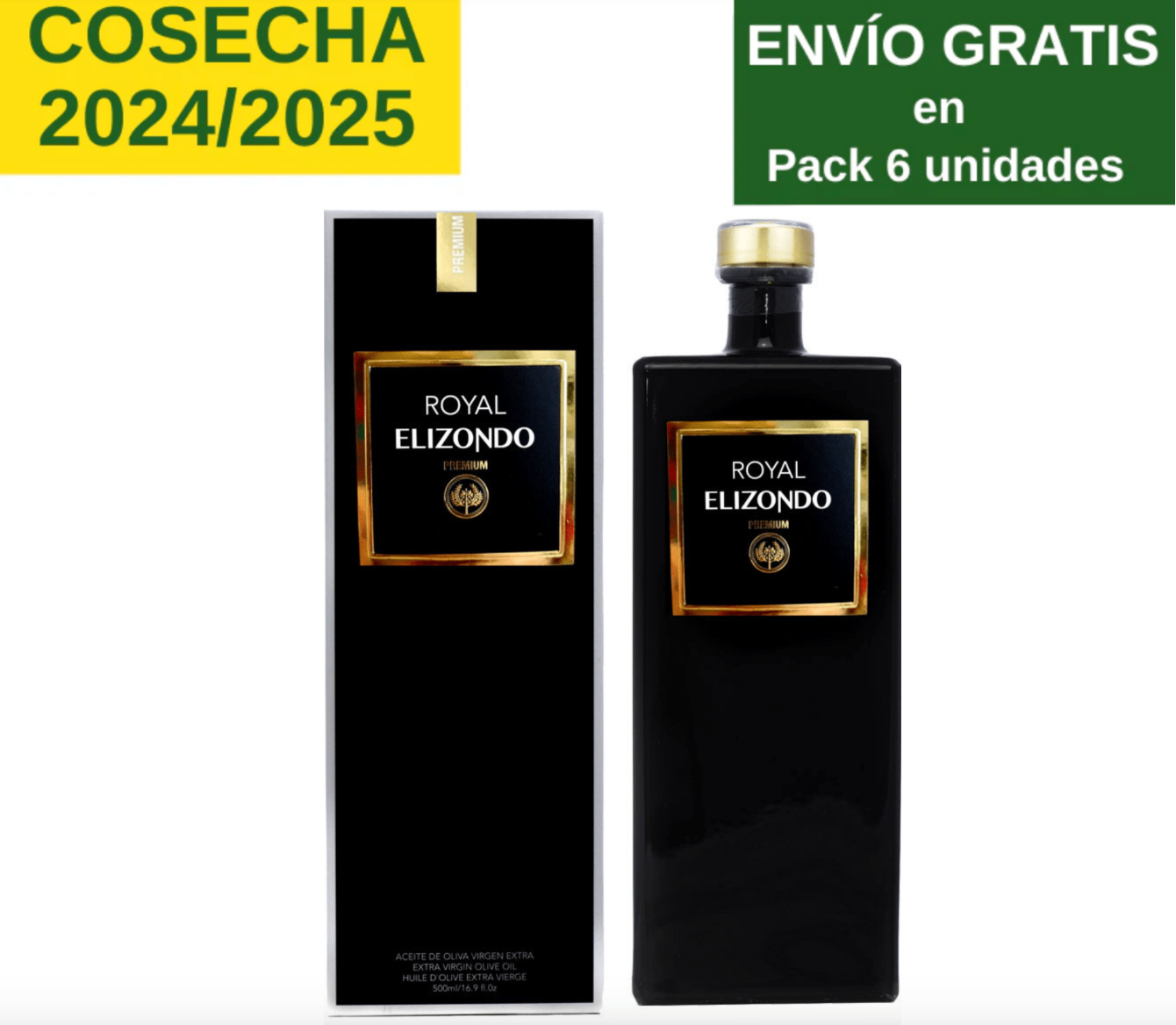 Elizondo Premium Royal. Aceite de oliva virgen extra. Botella 500ml