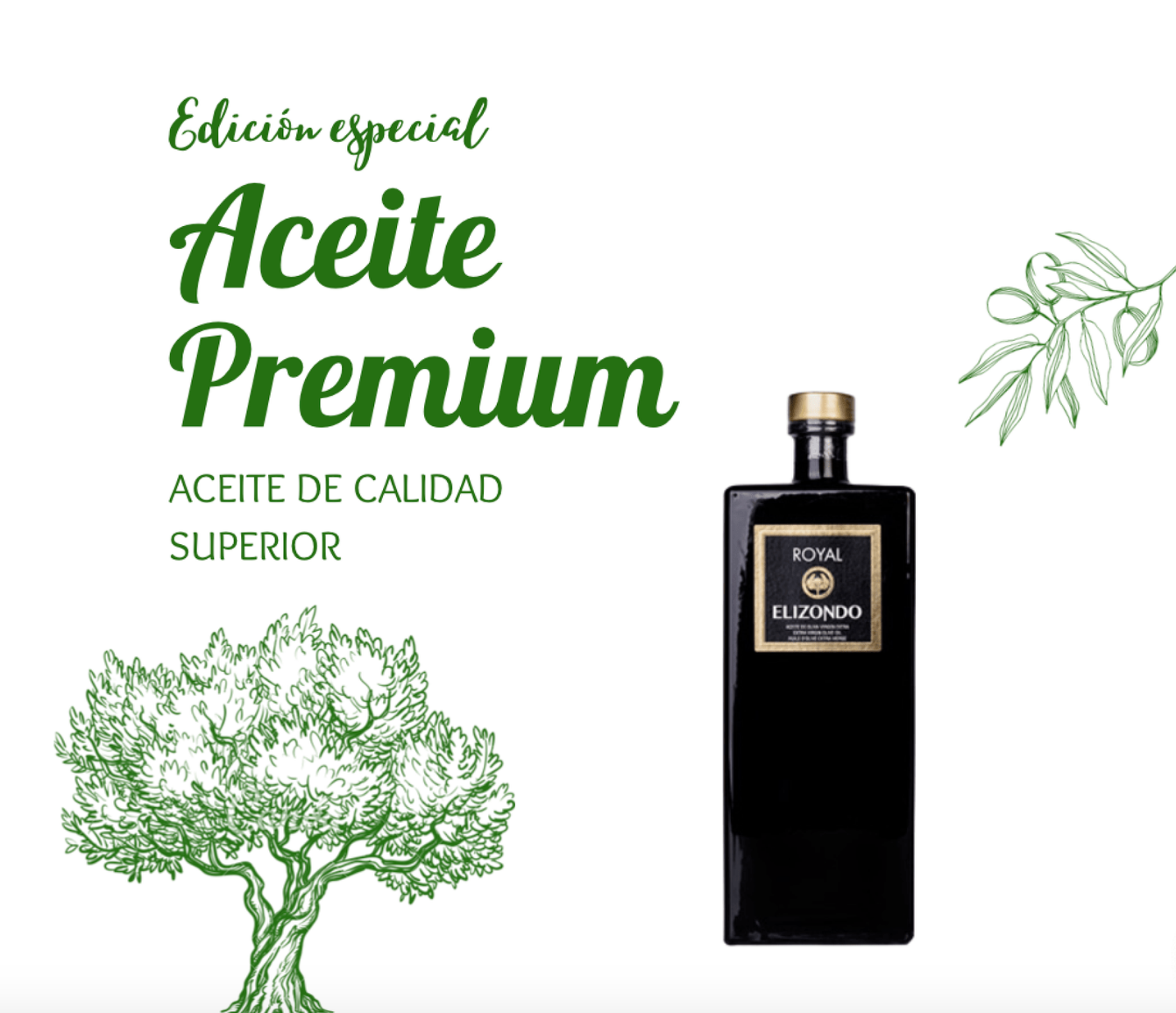 Elizondo Premium Royal. Aceite de oliva virgen extra. Botella 500ml