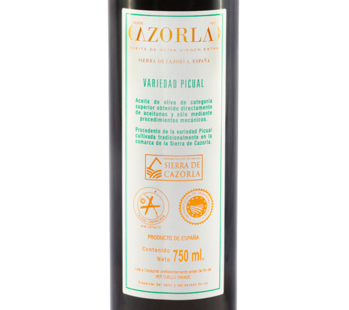 AOVE Picual. Aceites Cazorla. 750ml - VirgenExtraEnCasa