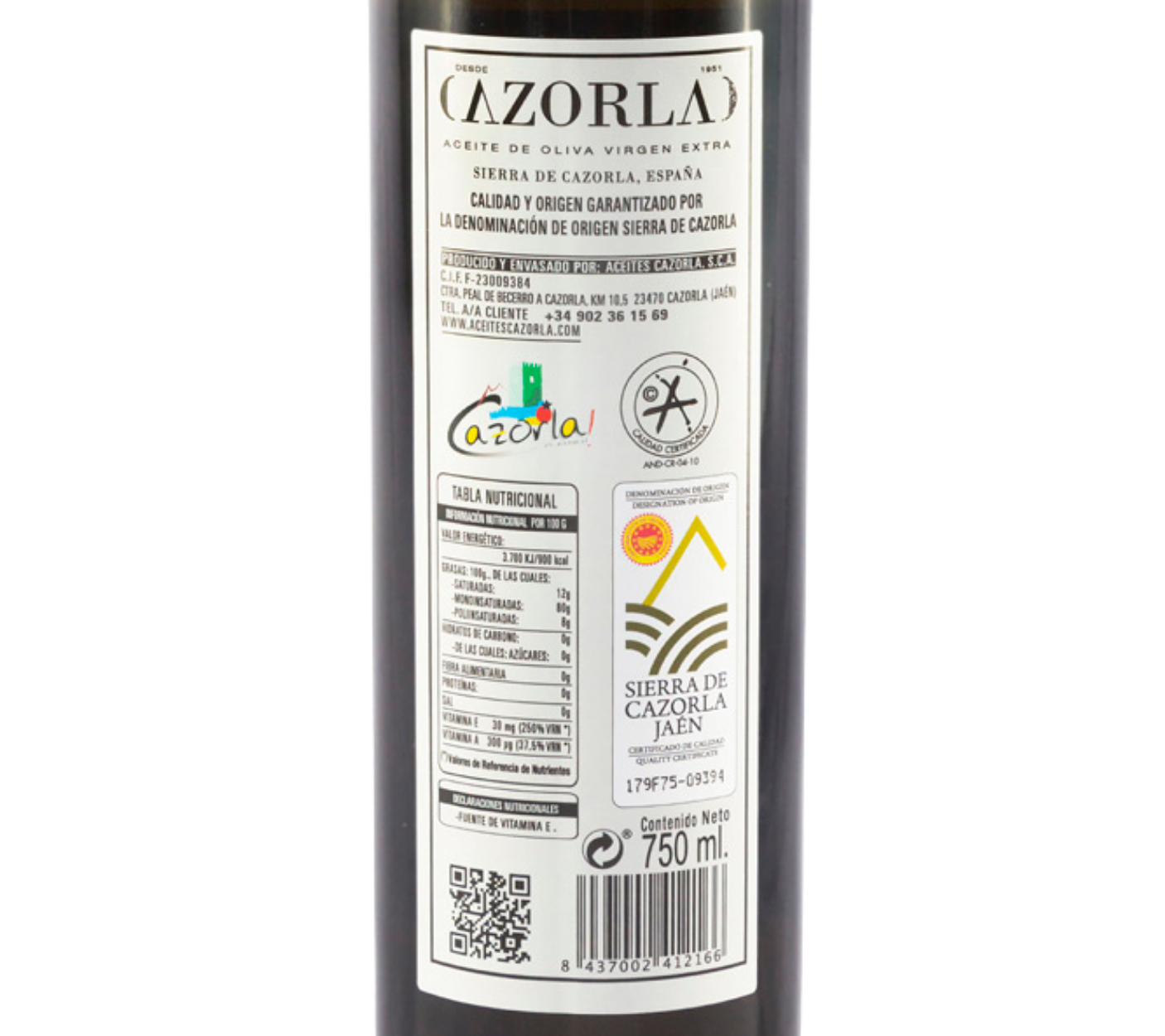 AOVE Picual. Aceites Cazorla. 750ml - VirgenExtraEnCasa