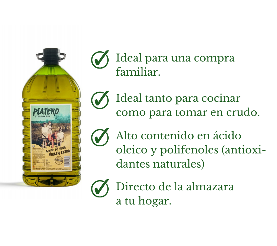 Platero. Aceite de oliva virgen extra. 3 garrafas 5L