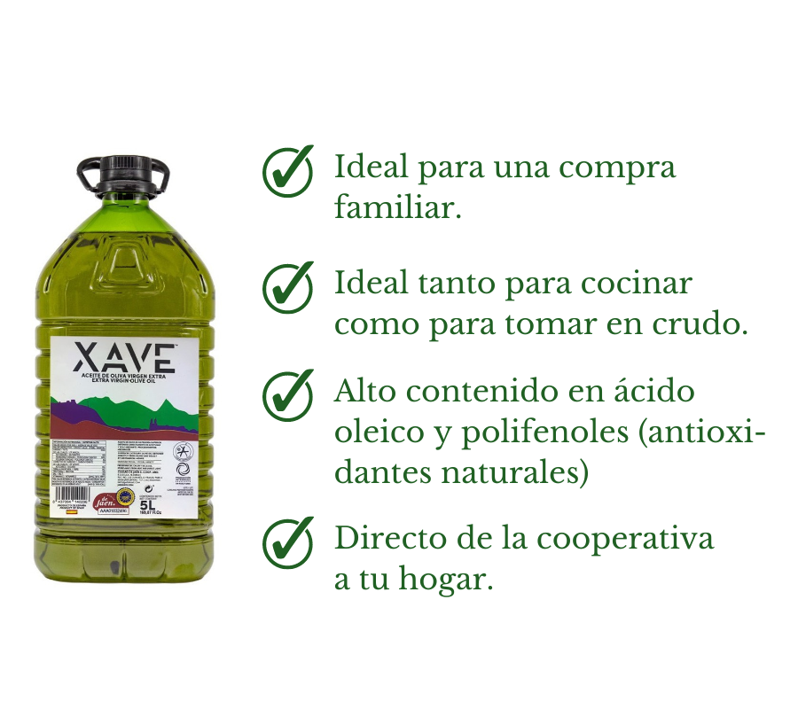 Aceite de oliva virgen extra XAVE. Garrafa 5L - VirgenExtraEnCasa