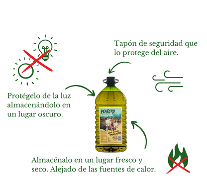 Platero. Aceite de oliva virgen extra. 3 garrafas 5L