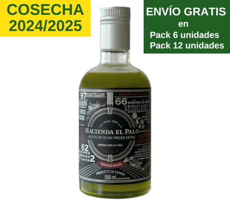 Hacienda el Palo Premium Picual. Sin filtrar. Aceite de oliva virgen extra. Botella 500ml